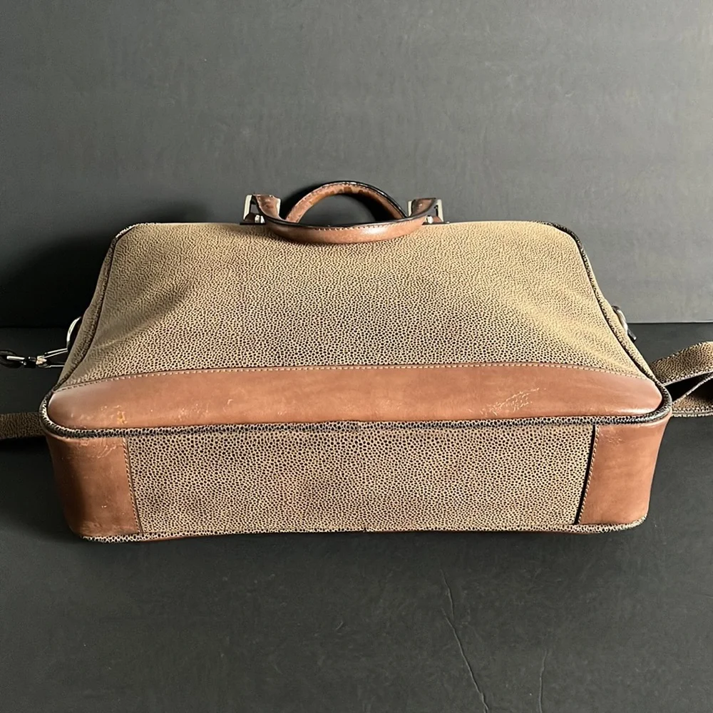 Jack Georges Pebbled Suede & Leather Messenger Crossbody Briefcase Case